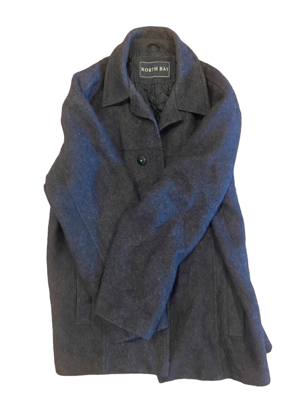Men's Vintage North Bay Dark Gray Pea Coat - Wool-Blend Jacket